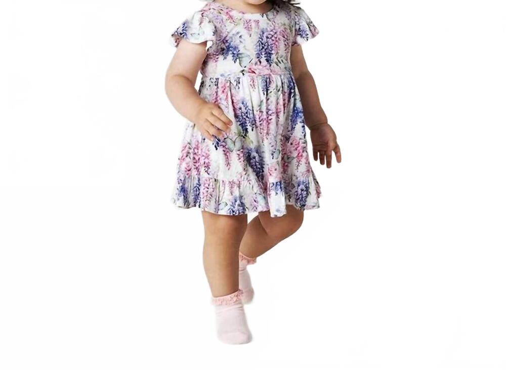 NEW POSH PEANUT laura jane tie back ruffled bodysuit dress in multicolor